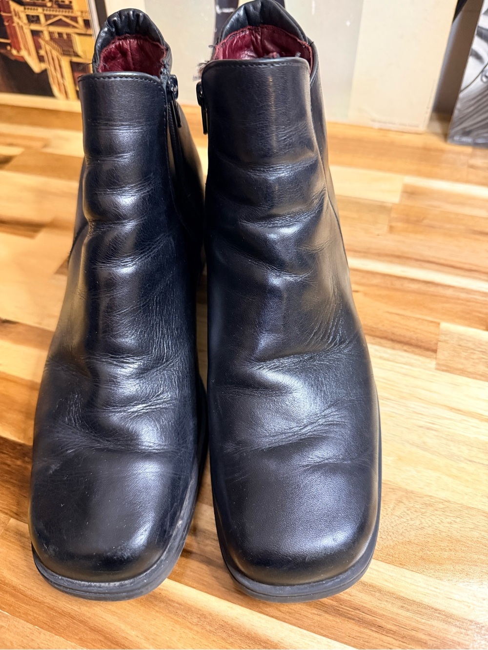 Santana waterproof butter soft Leather Zip Ankle Boots block heel fall winter